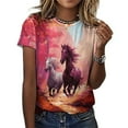 thumbnail image 3 of Cool Horse T-Shirt O Neck Oversize T-Shirts Short Sleeve Classic Tees Women Summer Graphic Tops, 3 of 5