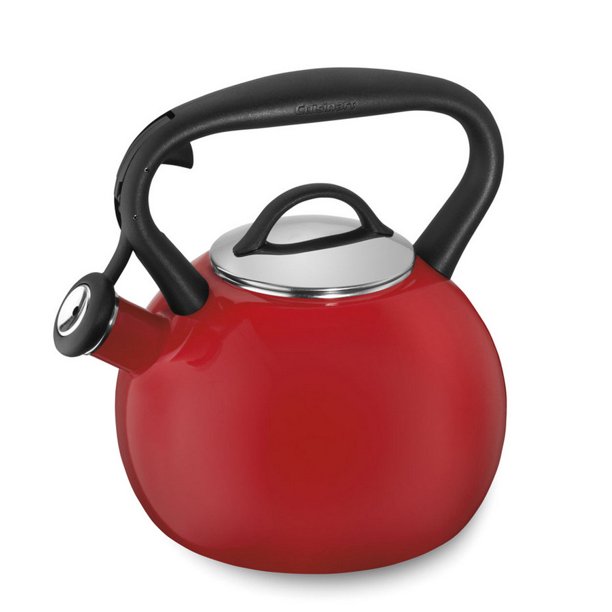 Cuisinart Valor 2 Quart Enamel Whistling Tea Kettle, Red