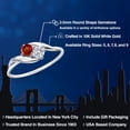 thumbnail image 2 of Gem Stone King 10K White Gold Round Red Garnet and White Lab Grown Diamond Ring for Women (0.37 Cttw, Round 3.5MM, Gemstone January Birthstone, Size 5), 2 of 6