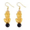 thumbnail image 5 of Shop LC Ion Plated Natural Yellow Gold Black Obsidian Dangle Drop Earrings Gift Ct 16.3, 5 of 9