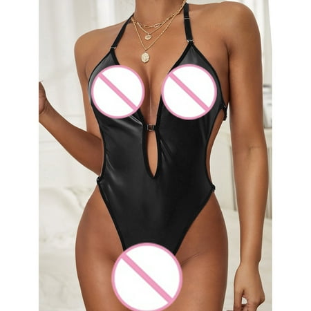 

Cathalem Bunny Lingerie for Women Leather Clubwear Lingerie V Halter Underwear Underwear Valentines Day Lingerie Underwear Black Medium