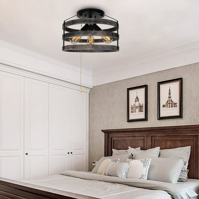 Flush mount ceiling light 2024 with pull chain