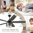 thumbnail image 4 of PHORUS 56" Rustic Ceiling Fan with Light & Remote,Industrial Caged Flush Mount,5 Reversible Dual-Finish Blades,6-Speed Silent Motor,Perfect for Bedroom,Living Room & Outdoor Patio, 4 of 9