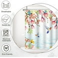 thumbnail image 5 of Spring Floral Shower Curtain, Colorful Humingbird Shower Curtain for Bathroom Pink Flower with Butterfly Fabric Shower Curtain Set with Hooks, 72x84 Inch, 5 of 6