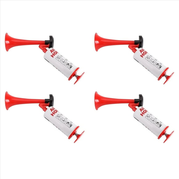 4X Handheld Air Horn, Aluminum+ABS Portable Handheld Air Pump Horn, Loud Noise Maker Safety Horn for Sporting Events,4 x speaker 4 x Storage bag,White & Red