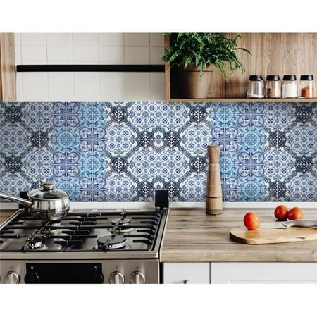 HomeRoots 400033 7 x 7 in. Mediterranean Blues Mosaic Peel & Stick Tiles