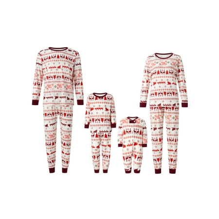 

Calsunbaby Christmas Tree and Reindeer Print Family Matching Pajamas Sets Long-sleeve Tops Pants Holiday Xmas Jammies Sleepwear