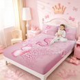 thumbnail image 3 of meiyoeat Pink Glitter Butterfly Monogrammed S Full Size Sheets for Girls, Sparkle Floral Initial Letter Bed Sheets, 4 Pieces, 1 Flat Sheet, 1 Fitted Sheet and 2 Pillowcases, 3 of 6