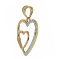 thumbnail image 2 of 14k Tri-tone Gold Diamond-cut Heart Pendant and Cable Chain, 2 of 5
