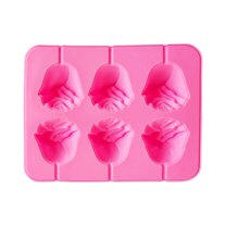 3D Rose Flower Lollipop Molds for Valentine's Day, 2Pcs 6 Cavity Flower Sucker Mold Silicone Lolly Pop Tray Chocolate Candy Mold with 6 Sticks for Hard Candy Cupcake Decor Jelly Soap Make