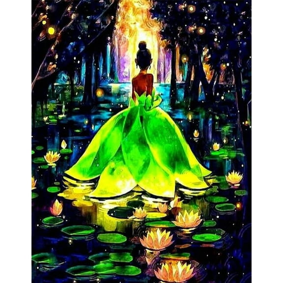 Princess Tiana Diamond Art Painting Kits, Diamond Art, Full Drill 5d Diamond Dots Kits Gem Art for Adults Wall Home Decor(12"x16")