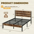 thumbnail image 6 of Lifezone Queen Bed Frame with Rustic Vintage Wood Headboard and Footboard,Metal Support,Rustic Brown, 6 of 7