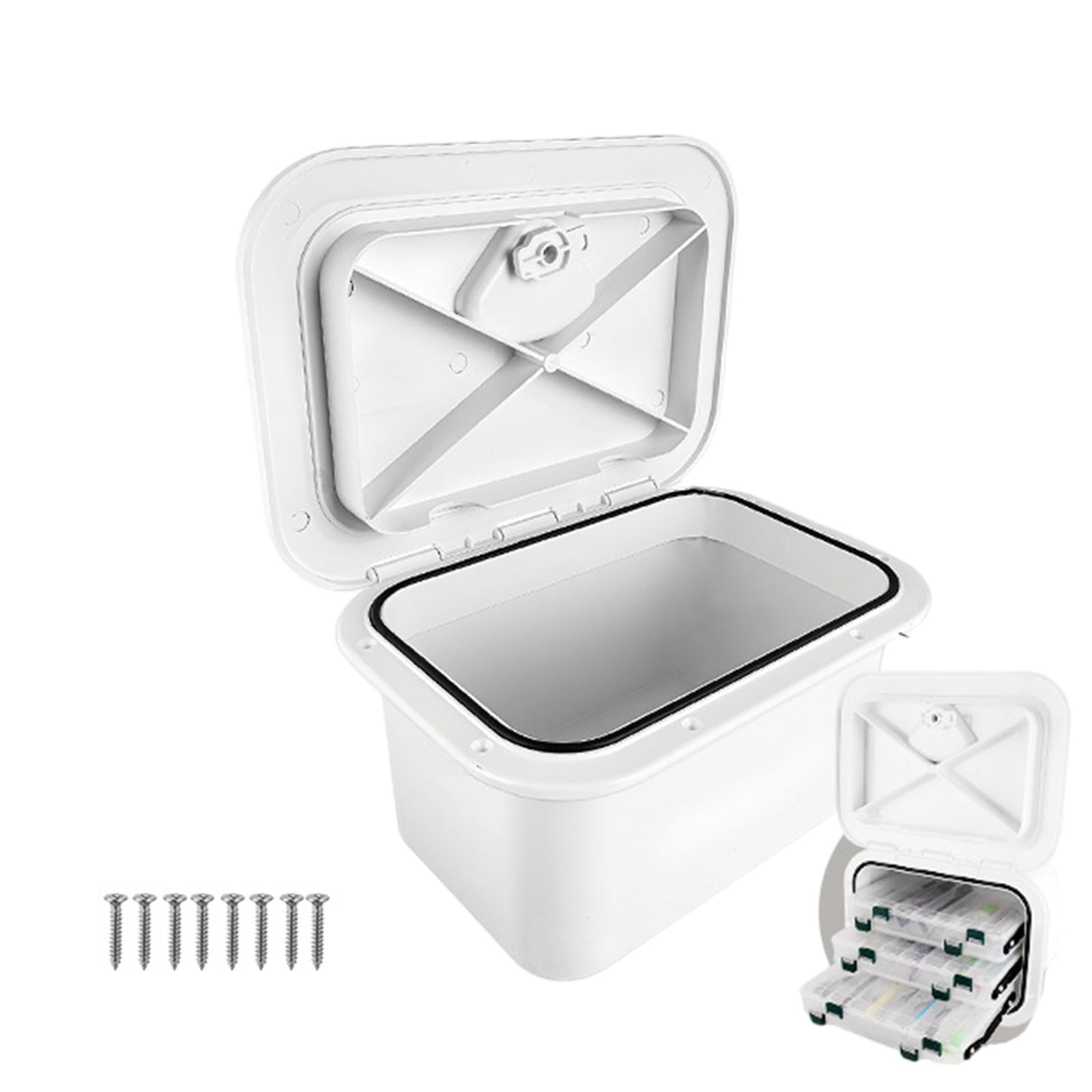 Marine Deck Storage Box Embedded Tool Box Boats Accessory Tackle Box Organizers Fishing Tackle Container White
