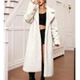 thumbnail image 5 of Women's Faux Fur Coat Shawl Collar Long Sleeve Maxi Length Single Button Warm Winter Jacket with Pockets Elegant Casual Fluffy Outerwear White, 5 of 9