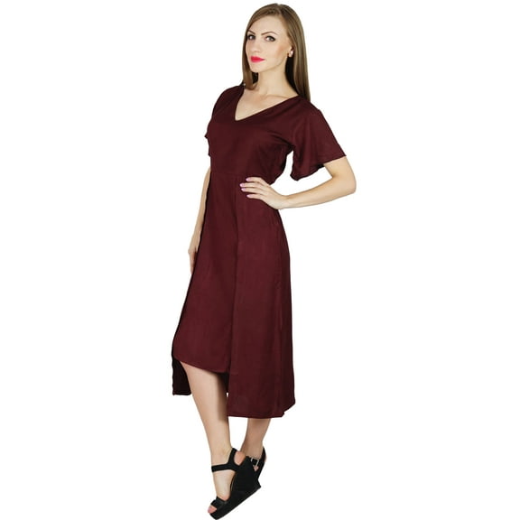 Bimba Womens Asymmetrical Shift Dress Mid-Calf Summer Rayon Day Dresses