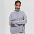 thumbnail image 3 of Women's Turtleneck Loose Sweater Loose Knitted Pullover Sweater Sweater Tops, 3 of 5