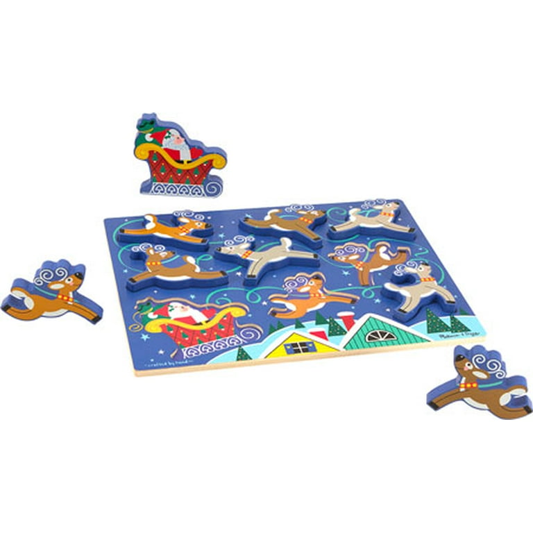 Melissa Doug Santa s Sleigh Wooden Chunky Puzzle 9 pcs Walmart