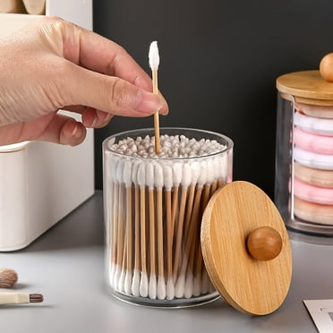 Guozer ClearanceFlosser Holder with Lid 1PCS Qtip Dispenser Mini Clear Plastic Jar Small Items Organizer for Office, Dormitory, Home, Rental
