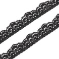 thumbnail image 3 of Cinta de encaje negro, 10 yardas, 0,59 pulgadas de ancho, elástico, cómodo patrón Floral, adorno de encaje para decoraciones, costura DIY, 3 of 8