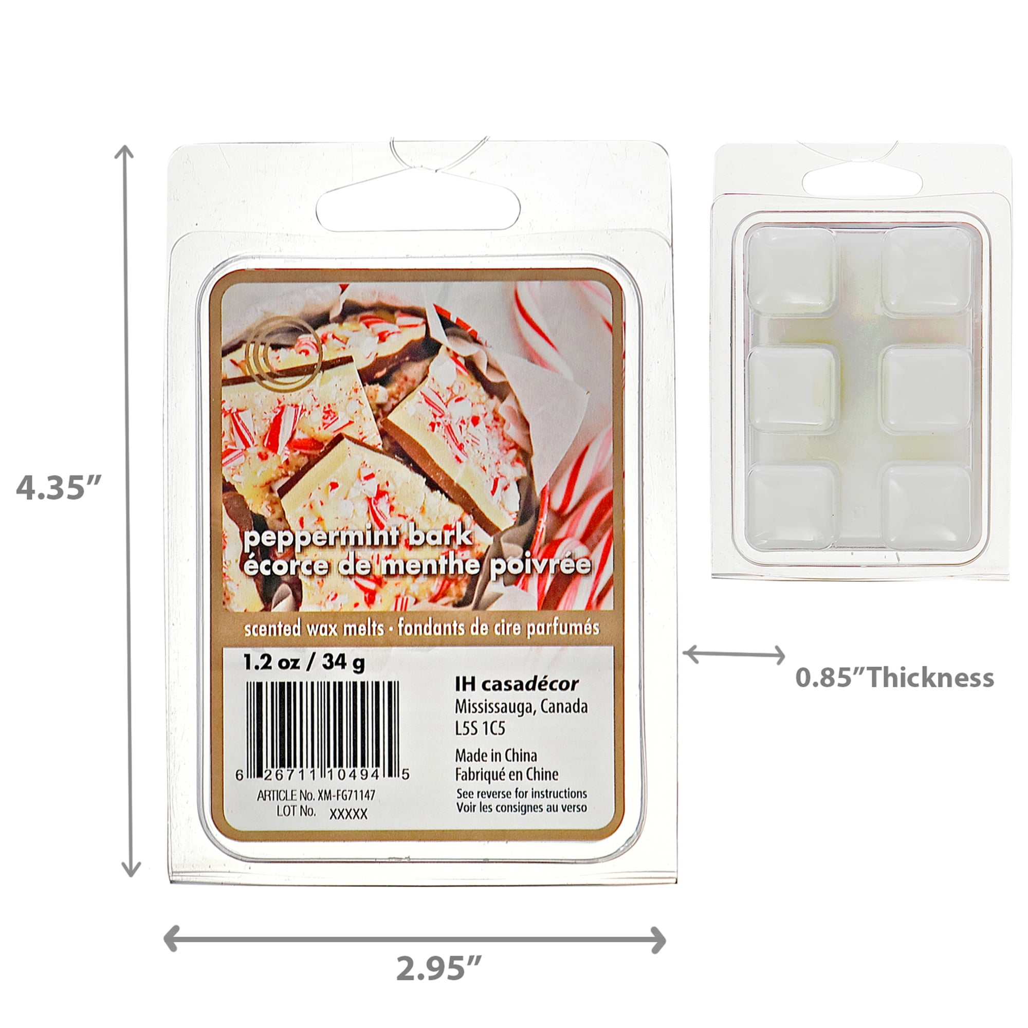 6Pk Scented Wax Melts (Peppermint Bark) - Set of 6