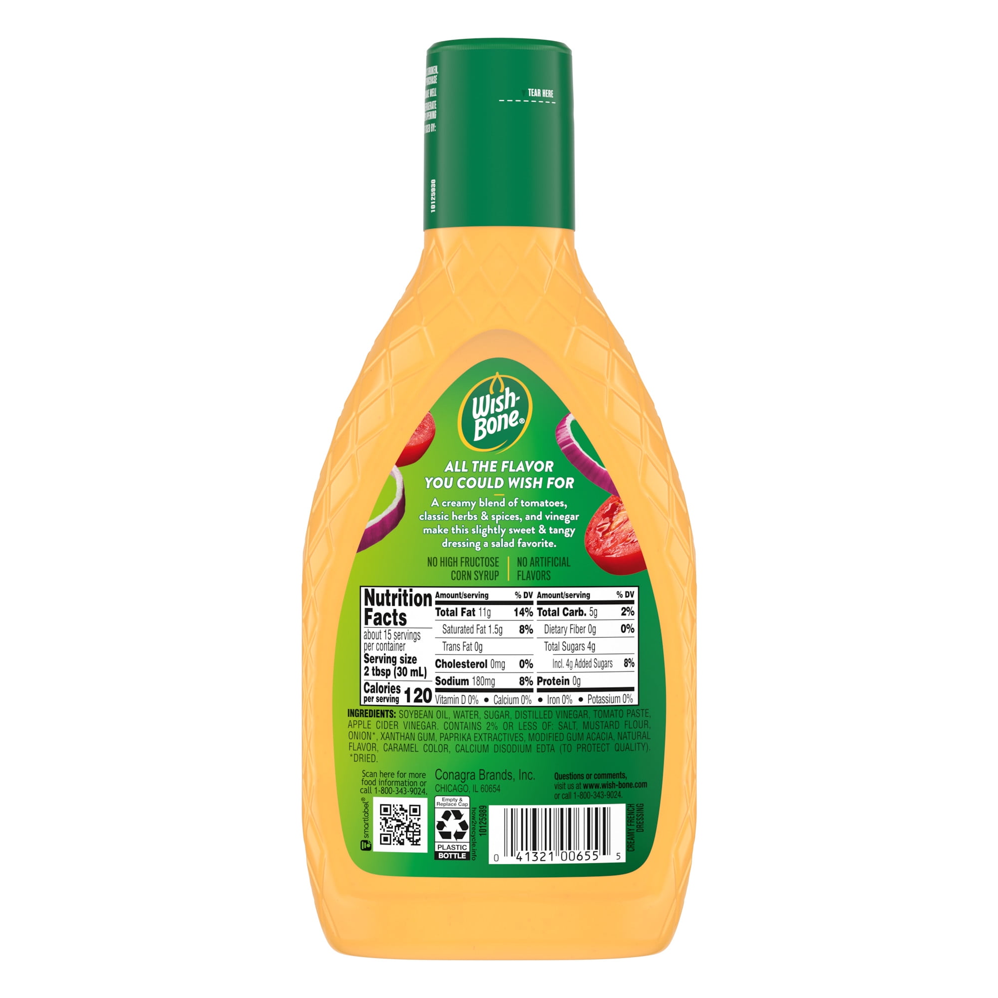 (4 pack) Wish-Bone Creamy French Salad Dressing, 15 fl oz