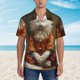 thumbnail image 2 of Balery Haystack Meditating Cat Camisas hawaianas de manga corta para hombre, camisas playeras de corte holgado, camisas de vacaciones con botones,3X-Large, 2 of 7