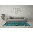 thumbnail image 3 of Ahgly Company Indoor Round Abstract Light Blue Modern Area Rugs, 3' Round, 3 of 4