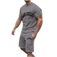 thumbnail image 3 of GERsome Mens 2 Piece Lounge Outfits Short Sleeve Crew Neck Tops Matching Drawstring Shorts Summer Loungewear Tracksuits Sets M-3XL, 3 of 5