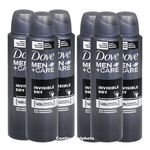 Dove Men+Care Invisible Dry Antiperspirant Spray Deodorant 3.8 oz, 6 Pack, 72 Hour Sweat & Odor Protection, No White Marks