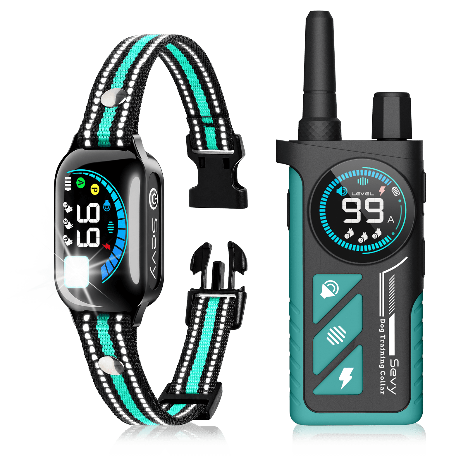 Sevy Buzzy Dog Bark Collar & Dog Shock Collar with Remote Smart Anti Barking Dog Training Collar 3300FT Dog E Collar with 4 Training Modes LED Light IP67 Waterproof for Small Medium Large Dogs