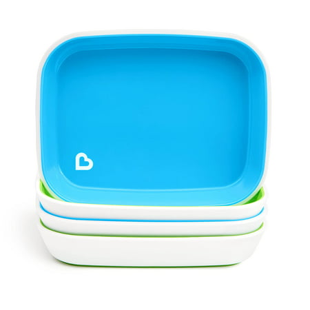 Munchkin Splash 4 Piece Toddler Plates, Blue/Green