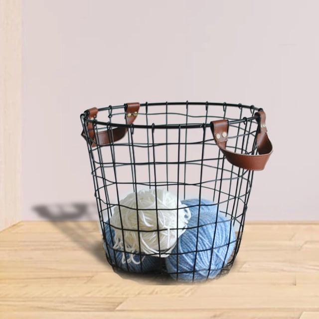 Cesta de alambre con asas, cesta de ropa, cesta de alambre de hierro, cesta de lavandería para mantas, granja, ropa sucia, sala de manualidades, dormi 30 cm x 18 cm