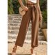 thumbnail image 5 of Pantalones anchos de pierna para mujer, informales, de cintura alta, Color sólido, rectos, sueltos, para desplazamientos de verano, 5 of 8