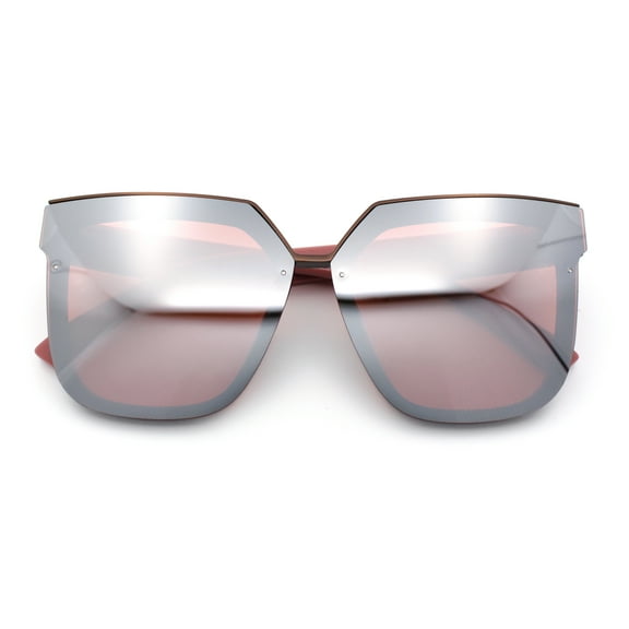 Womens Designer Squared Butterfly Chic Sunglasses Burgundy Pink - Burgundy Mirror