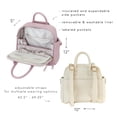 thumbnail image 4 of Ayla & Co Mini bolso, bolso de pañales minimalista transitorio, cuero vegano, con bolsillos expandibles, billetera incorporada, organizador, bolsillo frontal magnético, correas ajustables, guijarro, 4 of 5