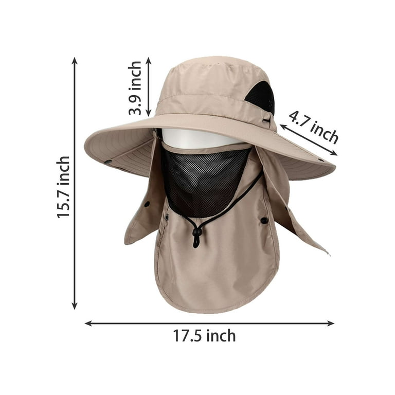 Gustave Wide Brim Fishing Hat UV Sun Protection Hats for Men Women Outdoor Hiking Safari Hats Bucket Caps with Removable Neck Flap & Face Cover Beige
