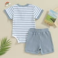 thumbnail image 4 of Jiilone Baby Boys Outfits Sets Summer Short Sleeve Striped Print Romper Jumpsuit With Shorts 2 Piece Soft Boys Clothes Sets, 4 of 7