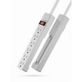thumbnail image 5 of Hyper Tough 6-Outlet Indoor Power Strip, 8 ft Extension Cord, ETL Certified, White, 5 of 13