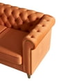 thumbnail image 5 of 3 Seater Chesterfield Button Tufted Velvet Sofa, Wide Upholstered Couch with Rolled Arms Removable Cushions Metal Legs for Living Room Office Apartment, 5 of 11