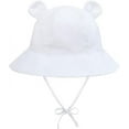 thumbnail image 4 of Wide Brim Hats Cute Baby summer Sun hat UPF 50+ toddler Adjustable bucket hats sun protective with Chin Strap for kids boys and girls white 6-12 Months, 4 of 7
