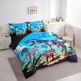 thumbnail image 3 of Manfei Cartoon Dinosaur Twin Bedding Sets 7-Piece for Boys Kids, Jungle Animal Bedding Comforter Set, Tyrannosaurus Rex Sheet Sets, Super Cozy Bedroom Decor, 3 of 7