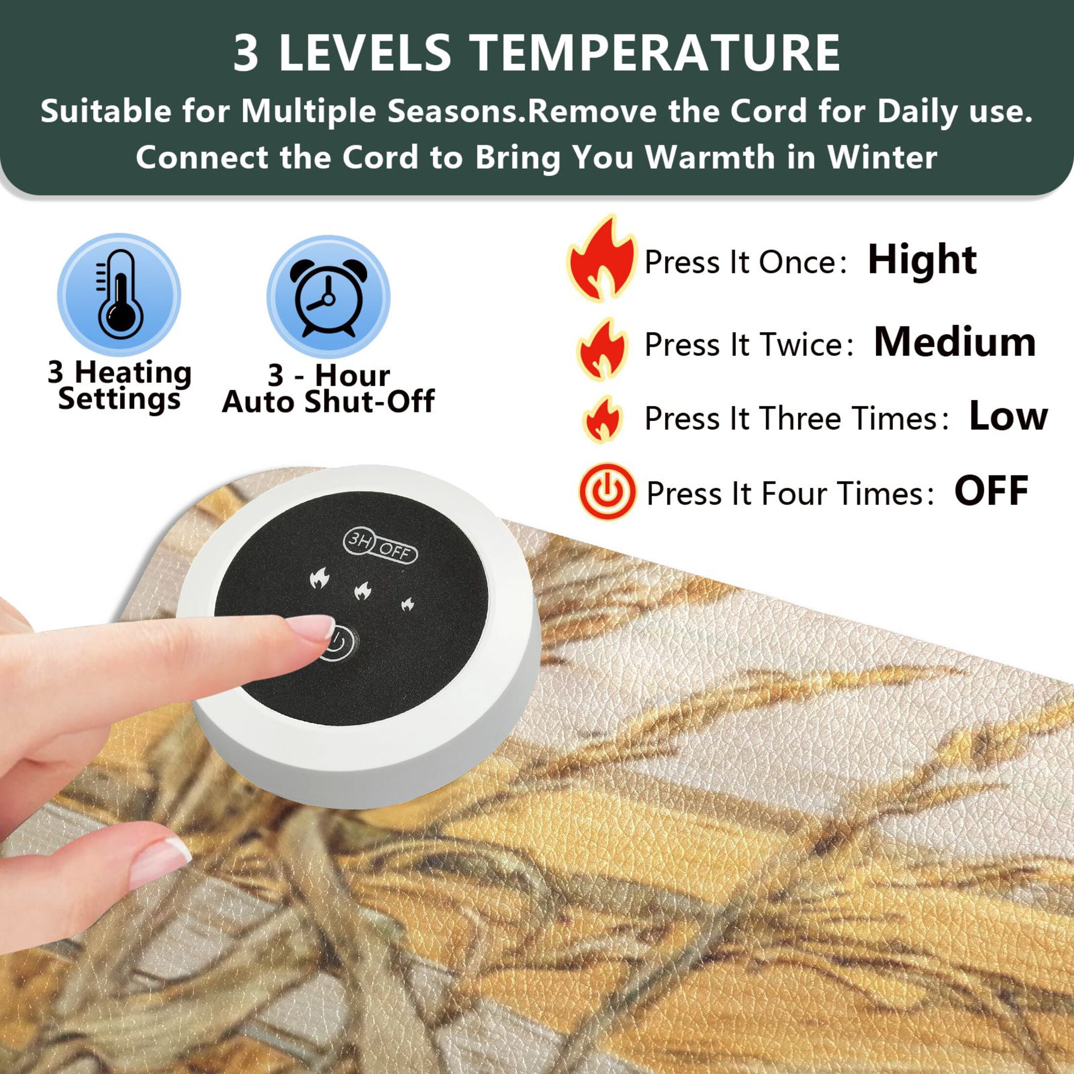 Large Heated Desk Mat Mouse Pad 31.5"x13"PU Leather Graphene Heating Desk Warmer with 3 Temperature Settings 110V US Plug Non-Slip Warm Pad for Home, Office, and Gaming White Havanese Dog Pattern
