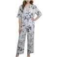 thumbnail image 2 of SGFCWSX Girls Clothing Sets Graphic Print Half Sleeve Wide Leg Pants 2 Piece Casual Outfit for Kids Blue Size 3-4 Years, 2 of 6