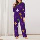 thumbnail image 2 of Fotbe Purple Mardi Gras Conjunto de Pijama de Manga Larga para Mujer con Estampado, Ropa de Dormir de 2 Piezas, Conjunto de Casa Suave y Cómodo con Bolsillos-Small, 2 of 7