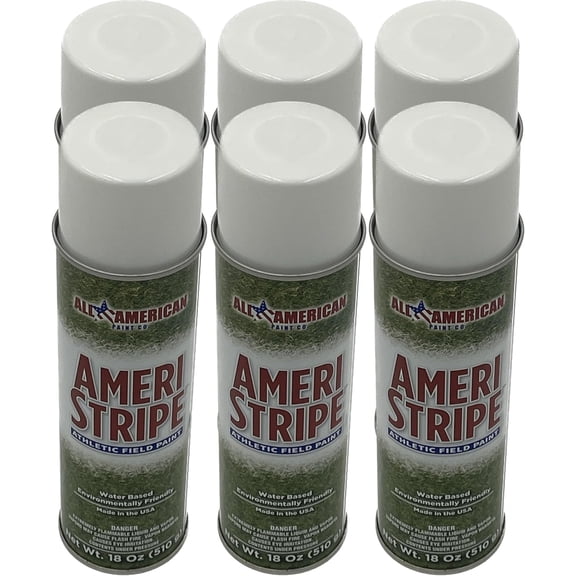 White Athletic Field Marking Spray Paint - SIX-Pack (6 Cans) 18 oz of Paint per Can - Water Based Outdoor Grass Paint
