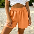 thumbnail image 6 of Womens Wide Leg Loose Casual Shorts with Pockets, Elastic Waist Solid Color, Soft Comfortable, Summer Outdoor Daily Wear, Womens Summer Outfits | VerBelle,Orange S, 6 of 8