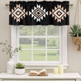 thumbnail image 2 of Black White Beige Boho Curtain Valances for Windows, Kitchen Valance Window Treatments Panel 2 Pack, Western Geometric Aesthetic Rod Pocket Short Curtains for Bathroom Bedroom 60 x 18 Inch, 2 of 8