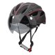 thumbnail image 1 of Casco protector de cabeza de seguridad para bicicleta de montaña y carretera unisex negro y rojo con gafas, 1 of 9