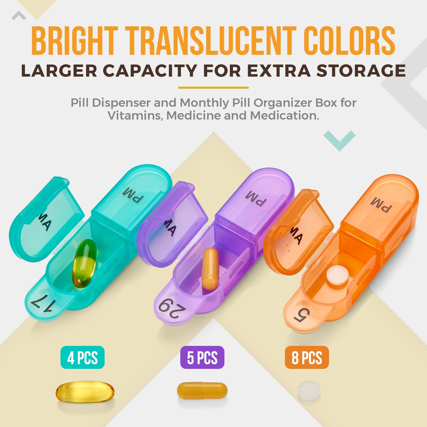 MEDca Monthly Pill Organizer, 30-Day AM PM Pill Box, Morning and Night Use