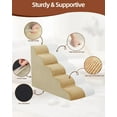 thumbnail image 4 of Dog Stairs Curved Ramp for Small Dogs 19.5" H, 4-Step Pet Stairs for Couch Bed with High Density Foam, Dog Slope Stairs with Durable Non-Slip Bottom Khaki, 4 of 12